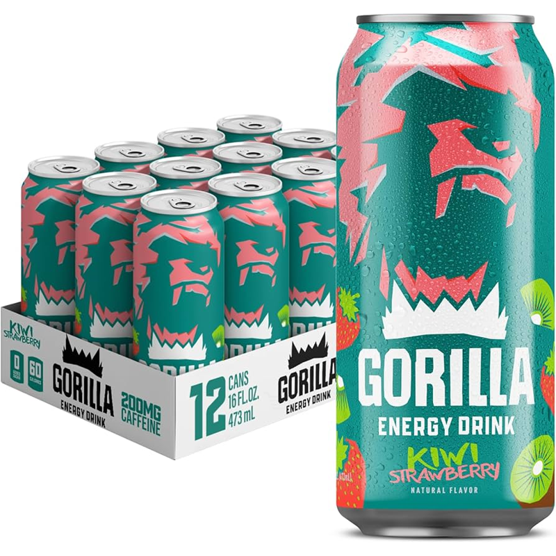 Gorilla Energy Drink Kiwi Strawberry 16oz Can