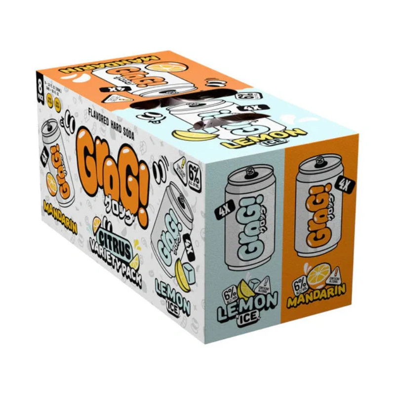Grog! Flavored Hard Soda Lemon Ice & Mandarin Variety