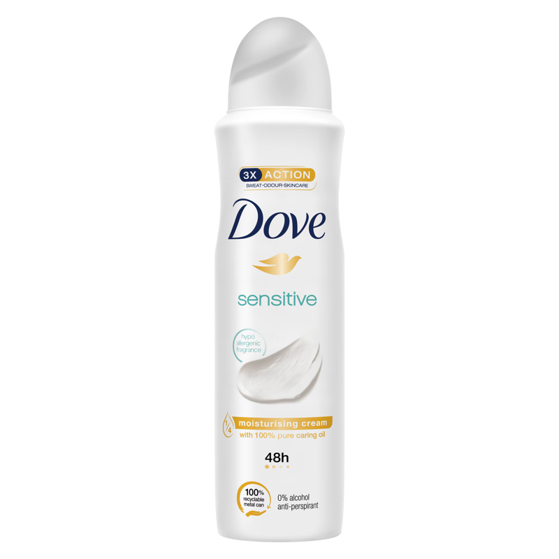 Dove Sensitive Fragrance-Free Anti-Perspirant Body Spray 150mL