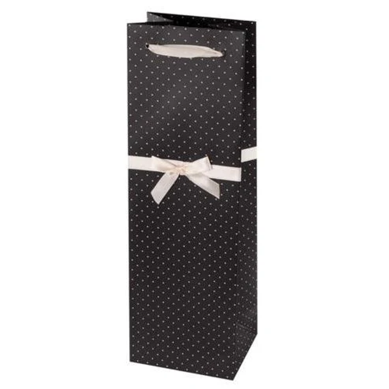 Cakewalk Elegant Black & White Wine Gift Bag with Bow view 1
