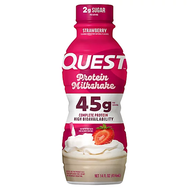 Quest Protein Shake Strawberry Milkshake 14oz Bottle