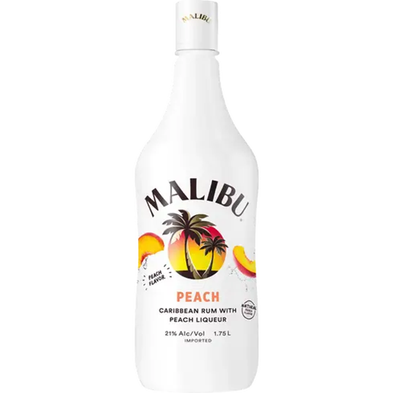 Malibu Peach Caribbean Rum with Peach Liqueur view 1