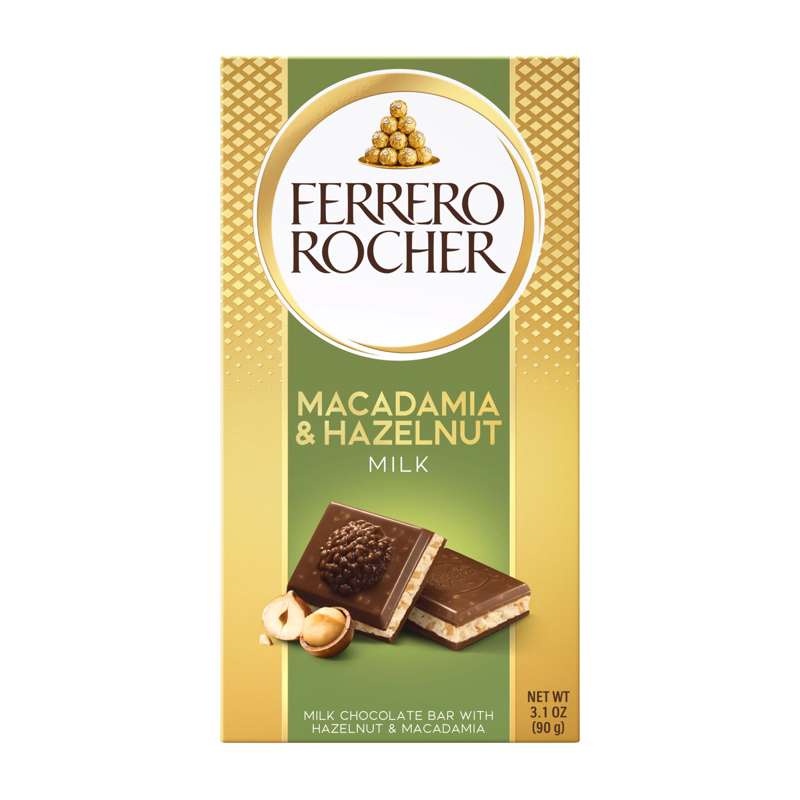 Ferrero Rocher Milk Chocolate Bar with Hazelnut and Macadamia 90g